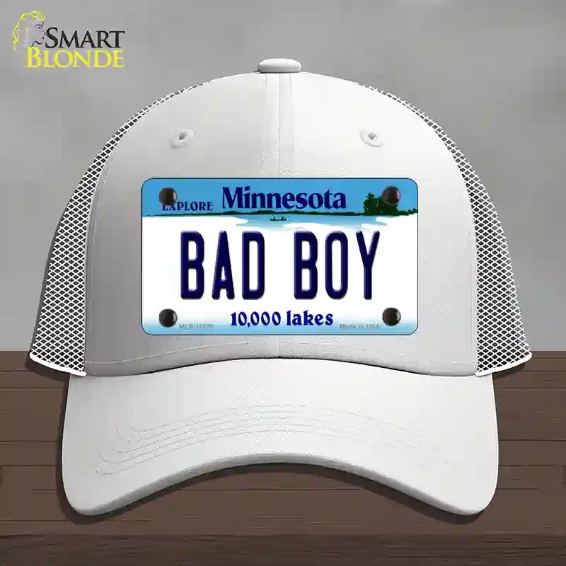 HAT19-MLP-11078 Bad Boy Minnesota State Novelty License Plate Hat, Mesh - White