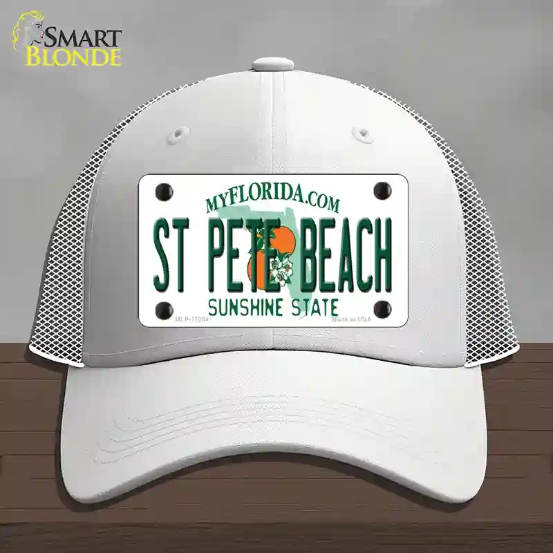 HAT19-MLP-11084 St Pete Beach Florida Novelty License Plate Hat, Mesh - White