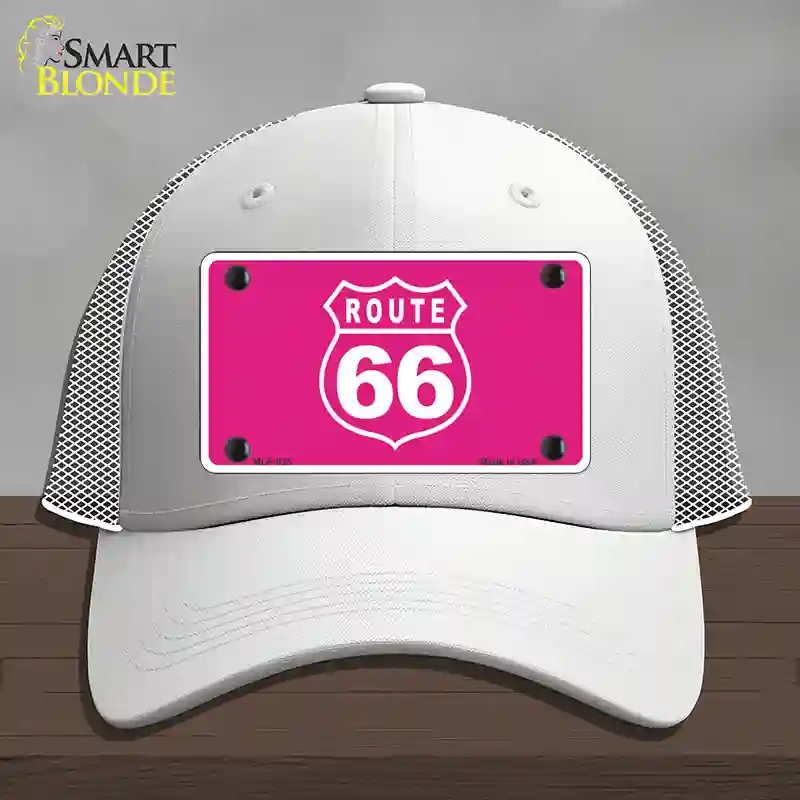HAT19-MLP-025 US Route 66 Pink Novelty License Plate Hat, Mesh - White