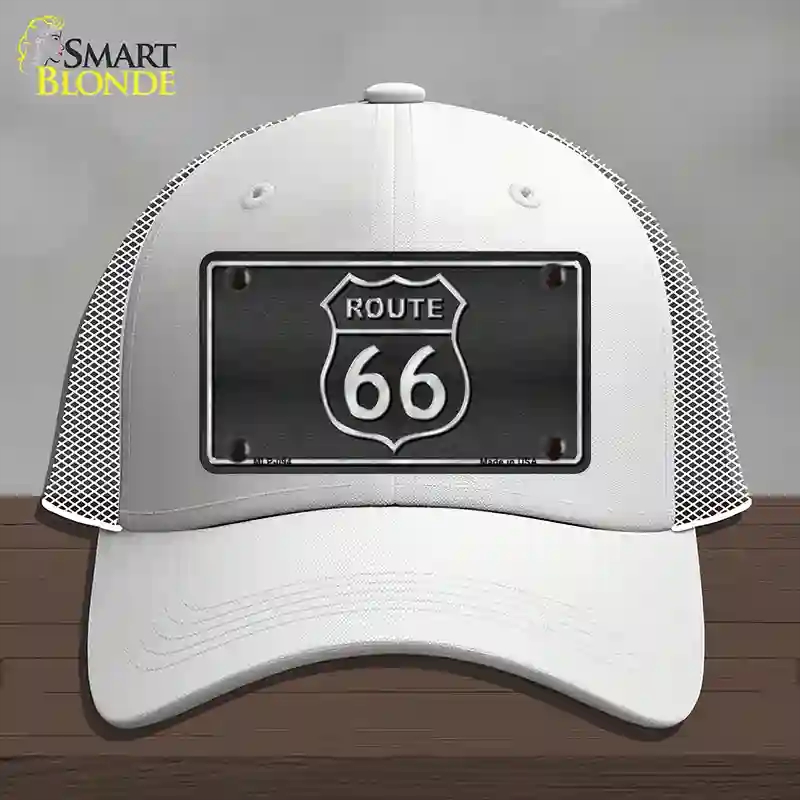 HAT19-MLP-094 Route 66 Shield Black Novelty License Plate Hat, Mesh - White