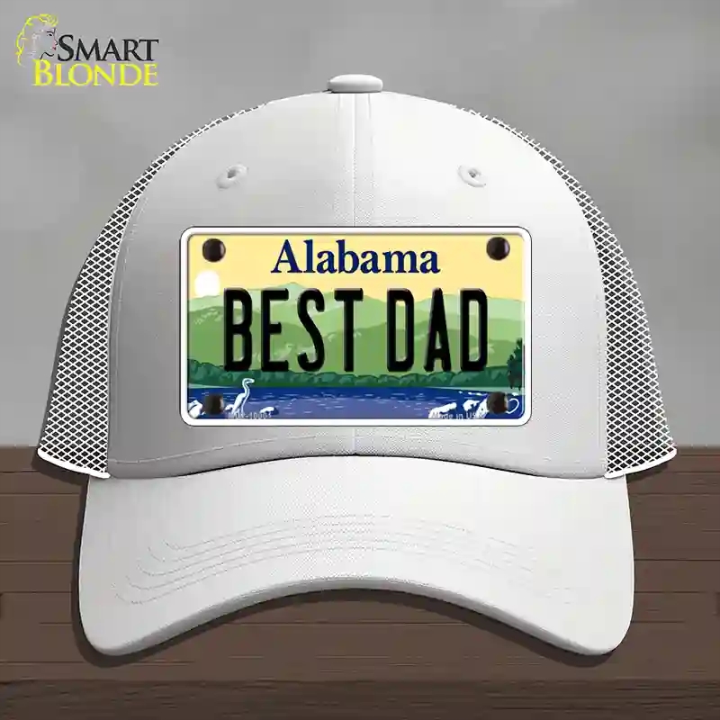 HAT19-MLP-10001 Best Dad Alabama Novelty License Plate Hat, Mesh - White