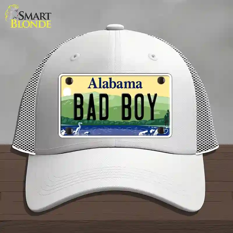 HAT19-MLP-10006 Bad Boy Alabama Novelty License Plate Hat, Mesh - White