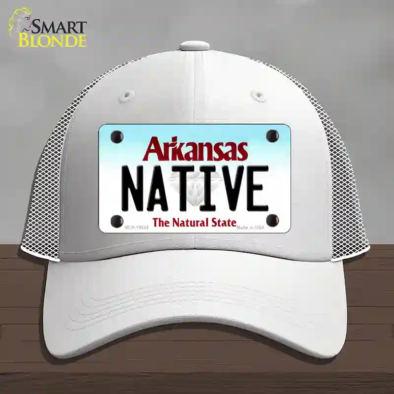 HAT19-MLP-10055 Native Arkansas Novelty License Plate Hat, Mesh - White