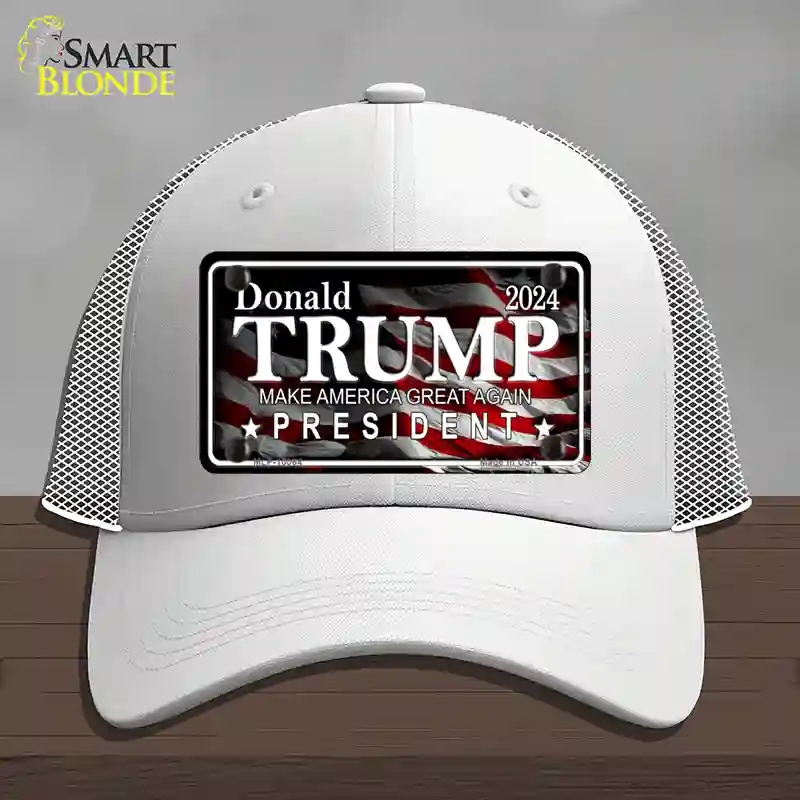 HAT19-MLP-10064 Trump 2024 Novelty License Plate Hat, Mesh - White