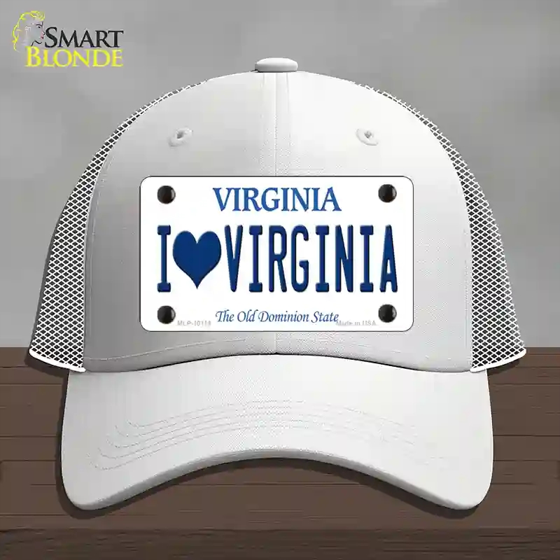 HAT19-MLP-10114 I Love Virginia Novelty License Plate Hat, Mesh - White