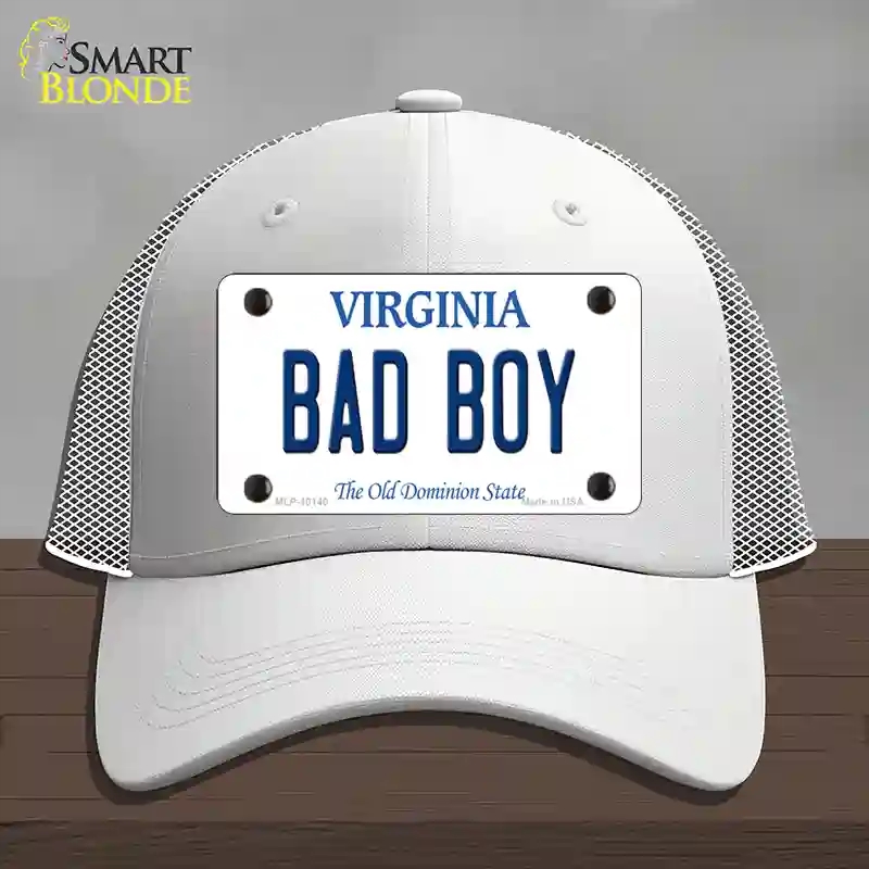 HAT19-MLP-10140 Bad Boy Virginia Novelty License Plate Hat, Mesh - White