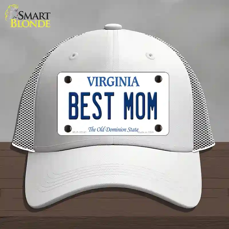 HAT19-MLP-10141 Best Mom Virginia Novelty License Plate Hat, Mesh - White