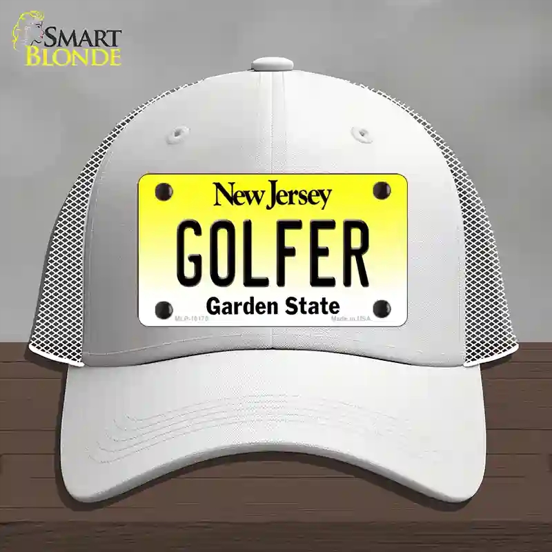 HAT19-MLP-10175 Golfer   Jersey Novelty License Plate Hat, Mesh - White