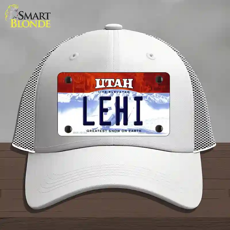 HAT19-MLP-10192 Lehi Utah Novelty License Plate Hat, Mesh - White
