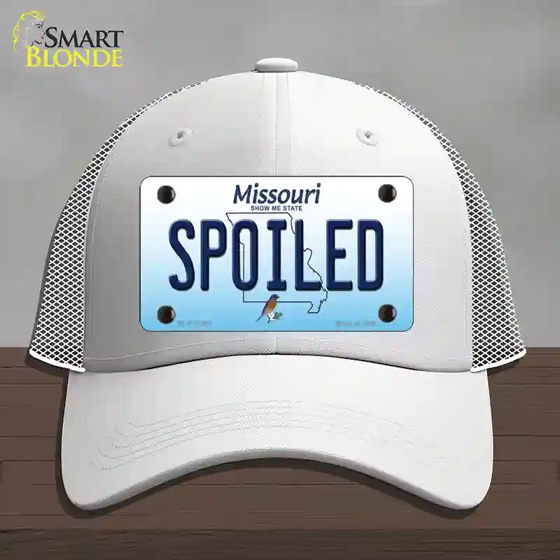 HAT19-MLP-10261 Spoiled Missouri Novelty License Plate Hat, Mesh - White