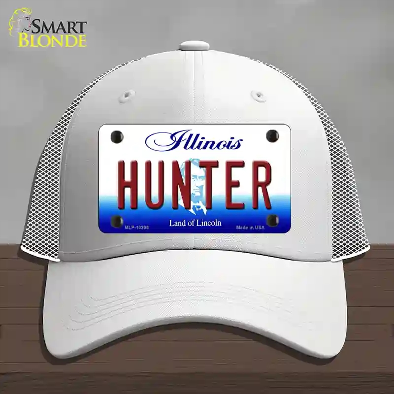 HAT19-MLP-10306 Hunter Illinois Novelty License Plate Hat, Mesh - White