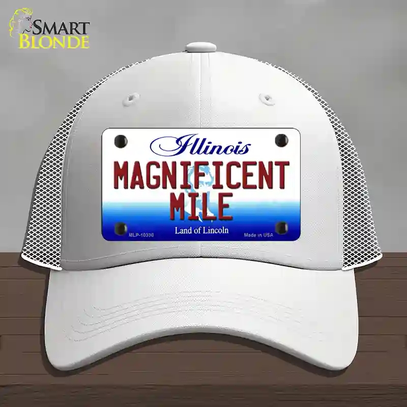 HAT19-MLP-10330 Magnificent Mile Illinois Novelty License Plate Hat, Mesh - White