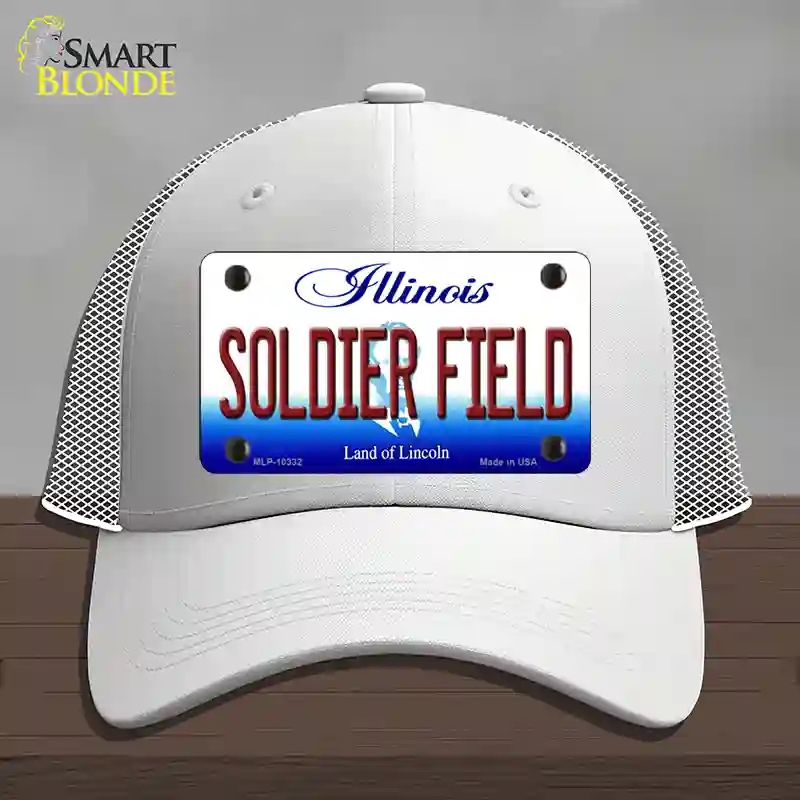 HAT19-MLP-10332 Soldier Field Illinois Novelty License Plate Hat, Mesh - White