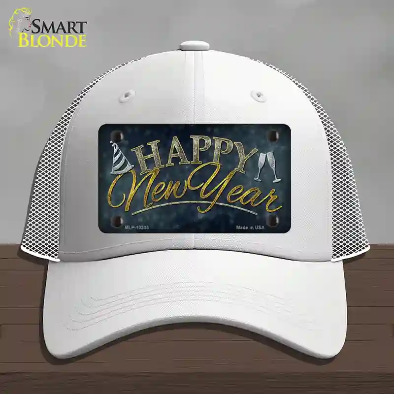 HAT19-MLP-10335 Happy   Year Novelty License Plate Hat, Mesh - White