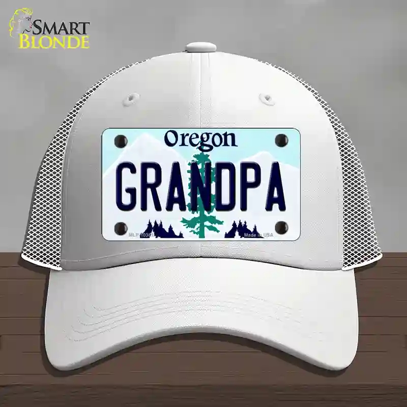 HAT19-MLP-10361 Grandpa Oregon Novelty License Plate Hat, Mesh - White