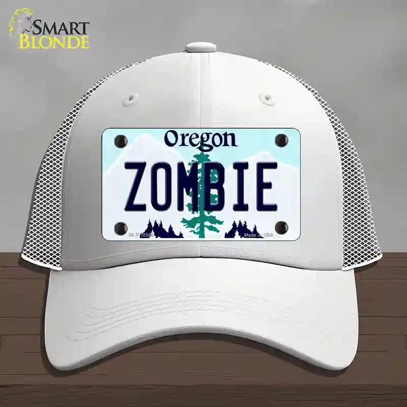 HAT19-MLP-10366 Zombie Oregon Novelty License Plate Hat, Mesh - White