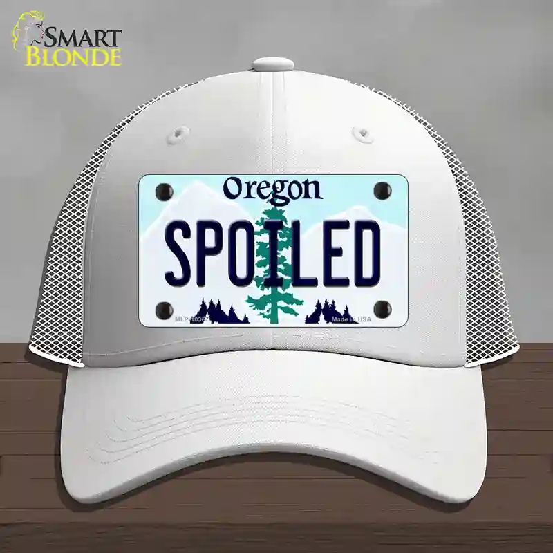 HAT19-MLP-10367 Spoiled Oregon Novelty License Plate Hat, Mesh - White