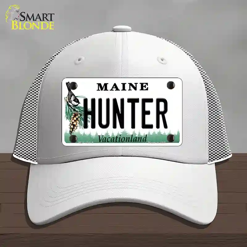 HAT19-MLP-10419 Hunter Maine Novelty License Plate Hat, Mesh - White