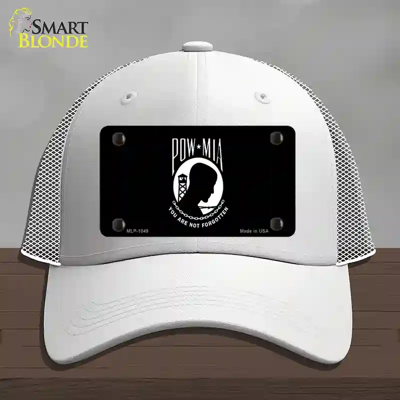 HAT19-MLP-1049 POW MIA Black Flag Novelty License Plate Hat, Mesh - White
