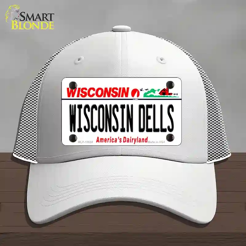 HAT19-MLP-10624 Wisconsin Dells Novelty License Plate Hat, Mesh - White