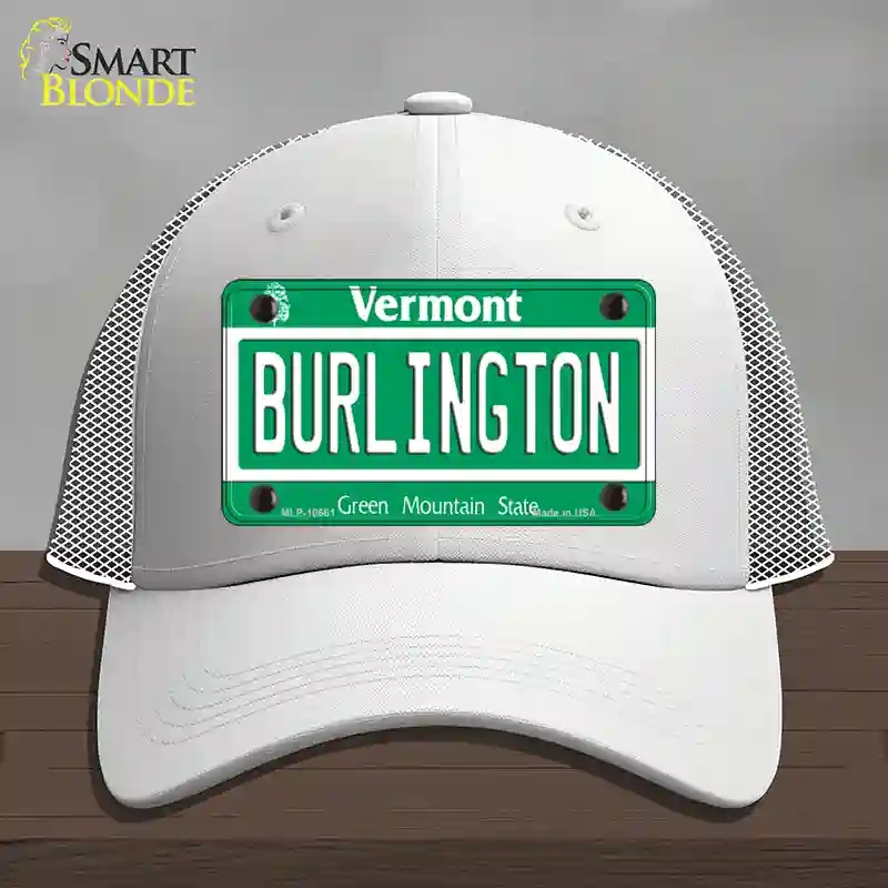 HAT19-MLP-10661 Burlington Vermont Novelty License Plate Hat, Mesh - White