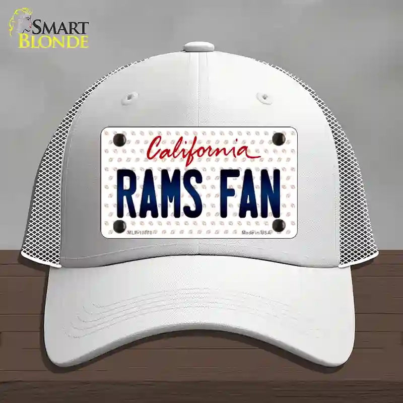 HAT19-MLP-10770 Rams Fan California Novelty License Plate Hat, Mesh - White