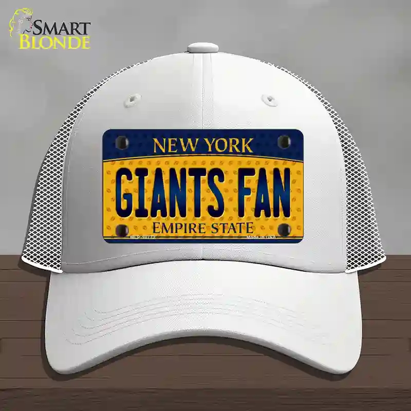 HAT19-MLP-10772 Giants Fan   York Novelty License Plate Hat, Mesh - White
