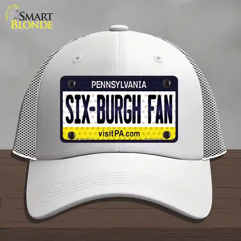 HAT19-MLP-10785 Six Burgh Fan Pennsylvania Novelty License Plate Hat, Mesh - White