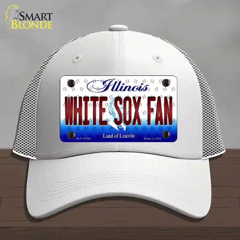 HAT19-MLP-10792 White Sox Fan Illinois Novelty License Plate Hat, Mesh - White