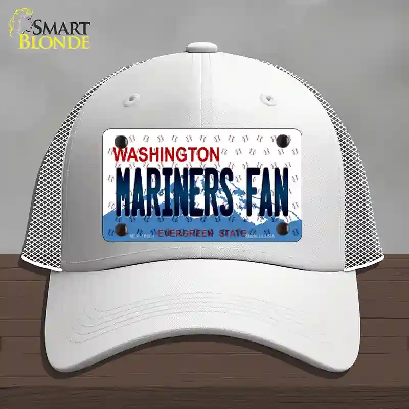 HAT19-MLP-10801 Mariners Fan Washington Novelty License Plate Hat, Mesh - White