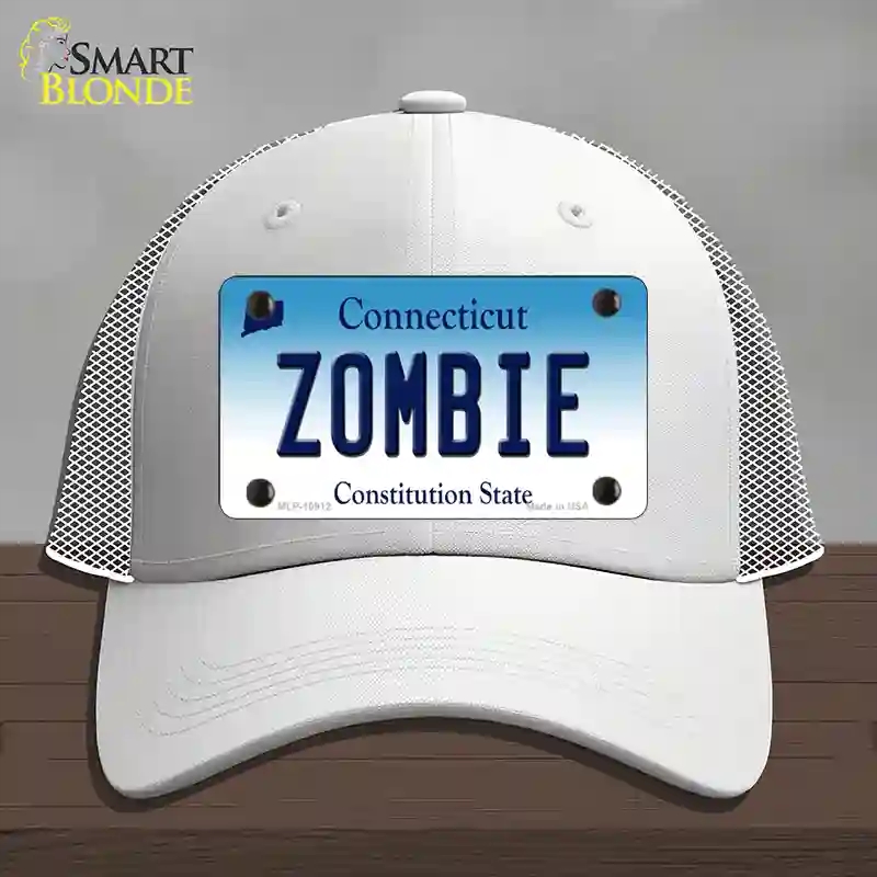 HAT19-MLP-10912 Zombie Connecticut Novelty License Plate Hat, Mesh - White