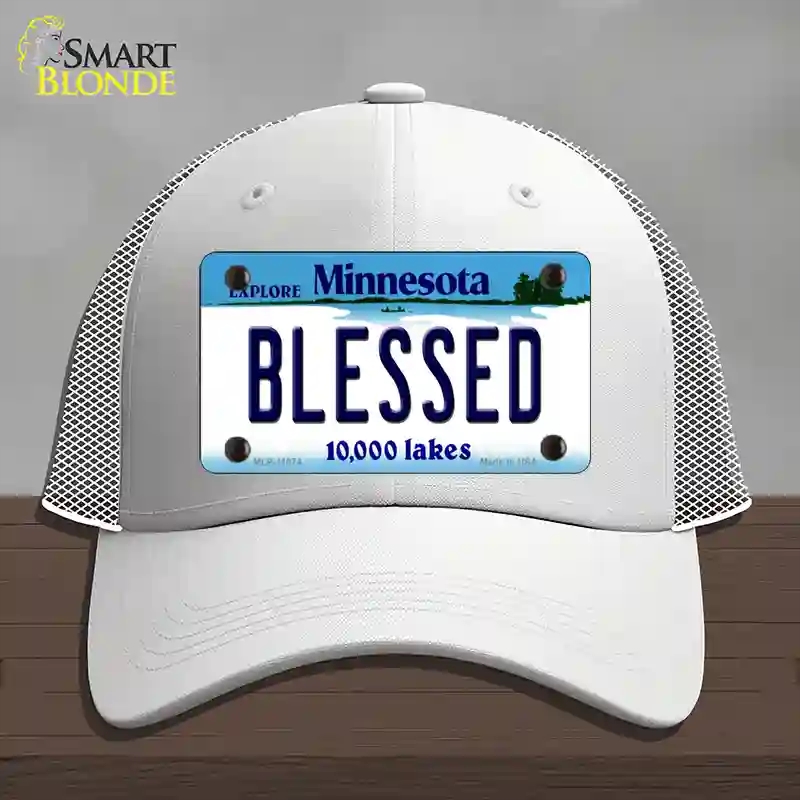 HAT19-MLP-11074 Blessed Minnesota State Novelty License Plate Hat, Mesh - White