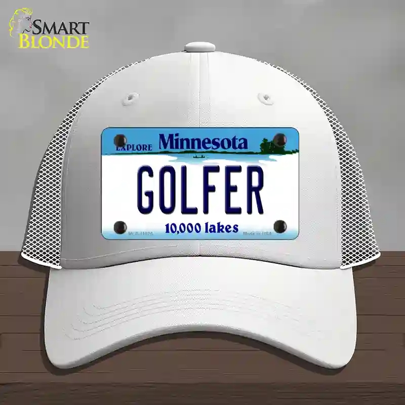 HAT19-MLP-11075 Golfer Minnesota State Novelty License Plate Hat, Mesh - White