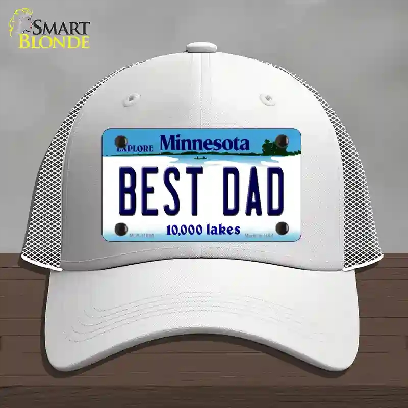 HAT19-MLP-11080 Best Dad Minnesota State Novelty License Plate Hat, Mesh - White