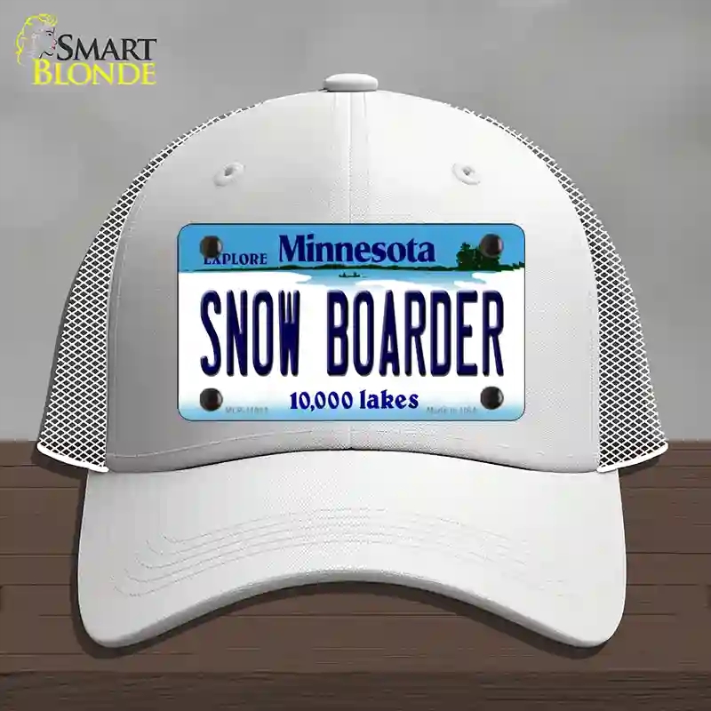 HAT19-MLP-11083 Snow Boarder Minnesota State Novelty License Plate Hat, Mesh - White