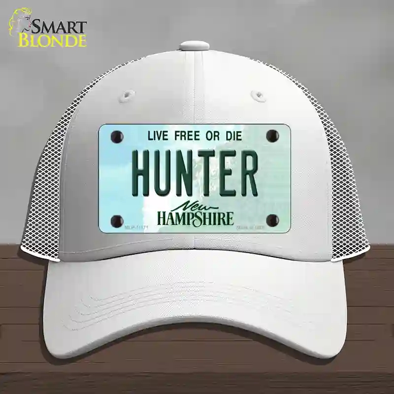 HAT19-MLP-11171 Hunter   Hampshire State Novelty License Plate Hat, Mesh - White