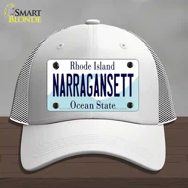 HAT19-MLP-11187 Narragansett Rhode Island State Novelty License Plate Hat, Mesh - White