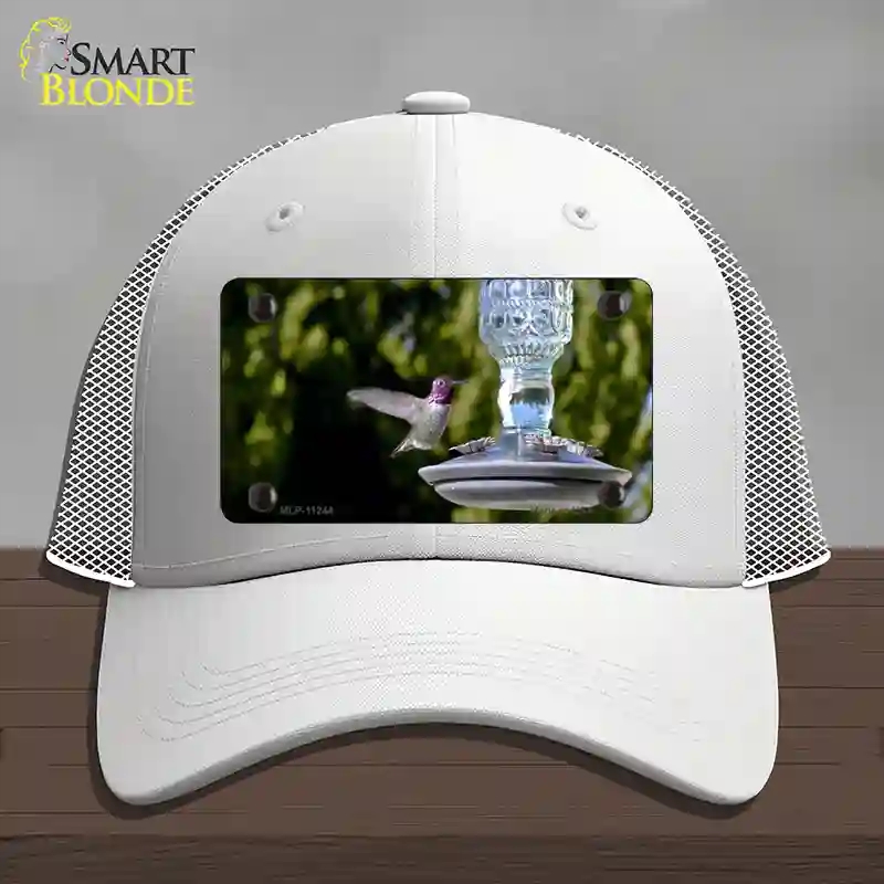 HAT19-MLP-11244 Hummingbird At Feeder Novelty License Plate Hat, Mesh - White