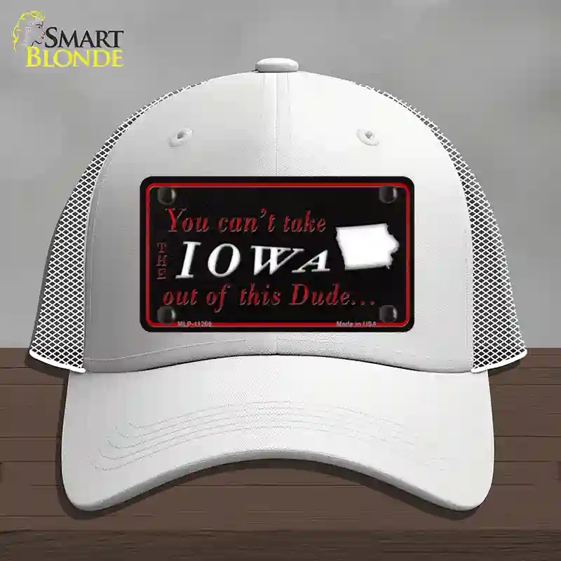 HAT19-MLP-11269 Iowa Dude Novelty License Plate Hat, Mesh - White