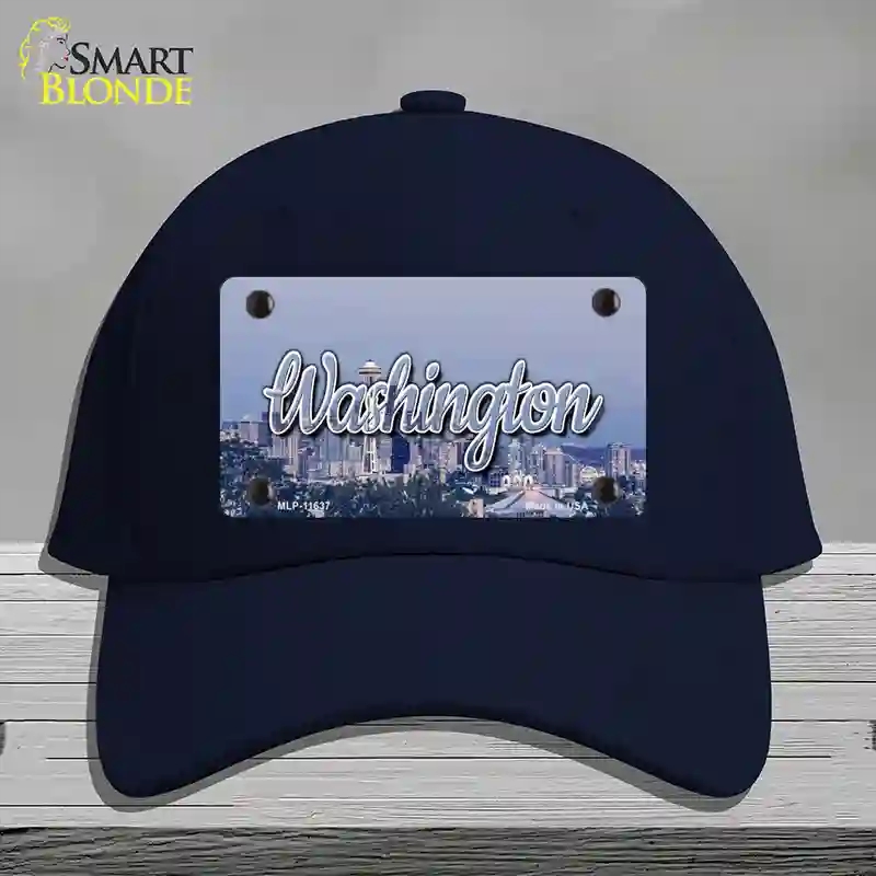 HAT20-MLP-11637 Washington Space Needle State Novelty License Plate Hat, Cotton - Navy