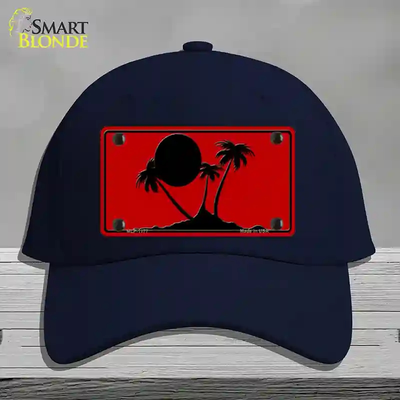 HAT20-MLP-1177 Island Palms Novelty License Plate Hat, Cotton - Navy