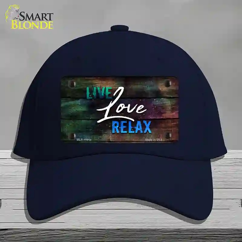 HAT20-MLP-11918 Live Love Relax Novelty License Plate Hat, Cotton - Navy