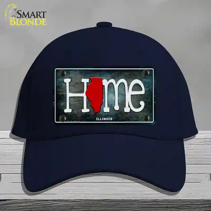 HAT20-MLP-12004 Illinois Home State Outline Novelty License Plate Hat, Cotton - Navy