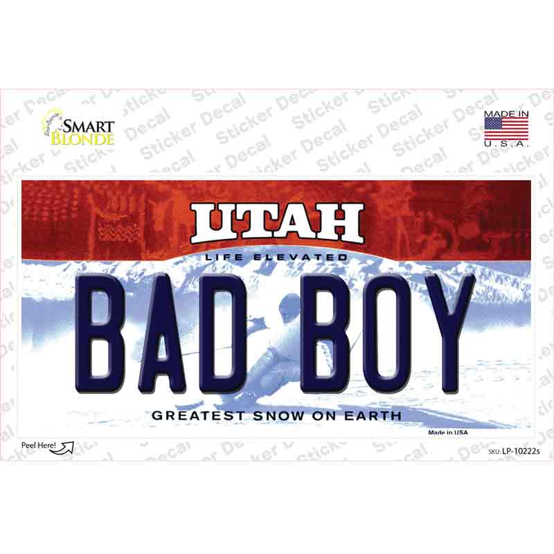 LP-10222s-M Bad Boy Utah Novelty Sticker Decal, Medium