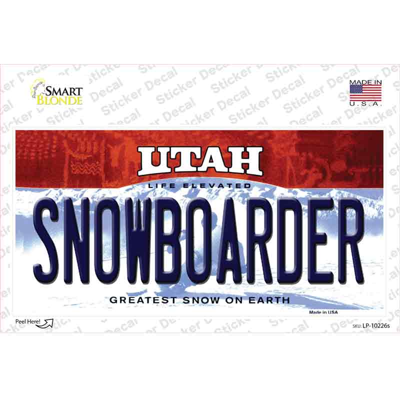 LP-10226s-M Snowboarder Utah Novelty Sticker Decal, Medium