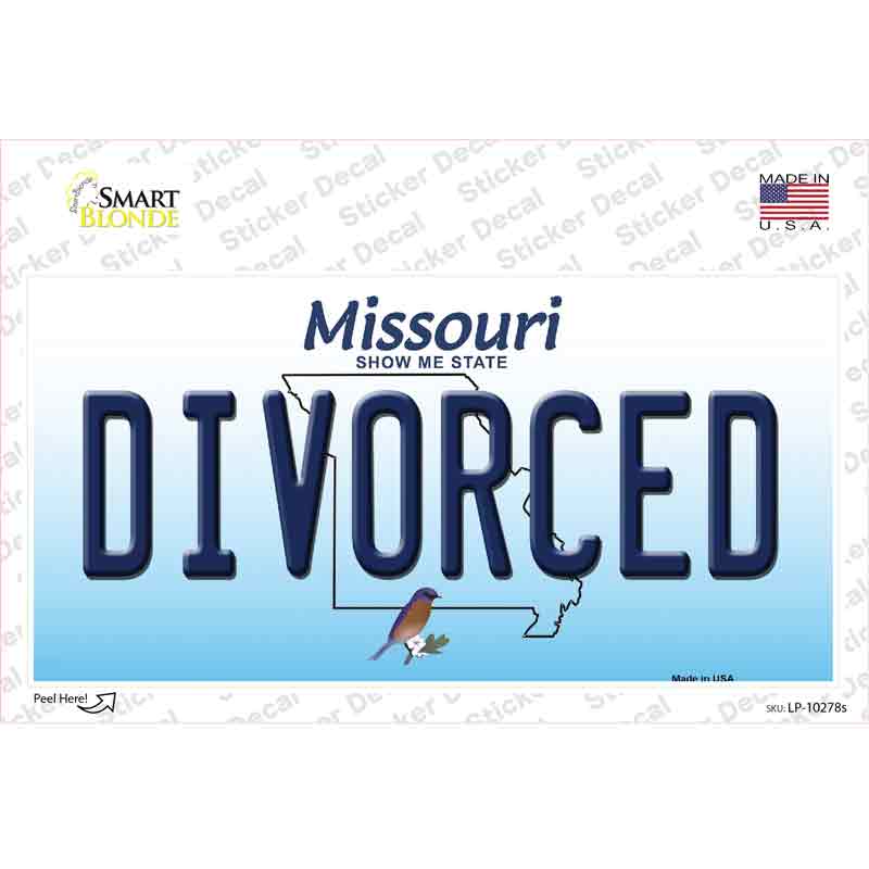 LP-10278s-M Divorced Missouri Novelty Sticker Decal, Medium