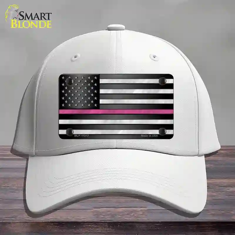 HAT21-MLP-11312 Thin Pink Line Novelty License Plate Hat, Cotton - White
