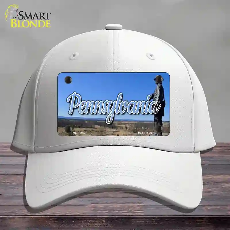 HAT21-MLP-11627 Pennsylvania Gettysburg Statue State Novelty License Plate Hat, Cotton - White