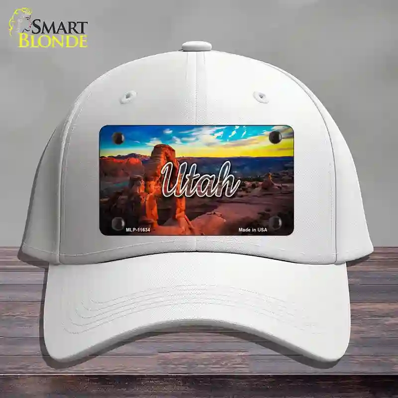 HAT21-MLP-11634 Utah Canyon Arch State Novelty License Plate Hat, Cotton - White