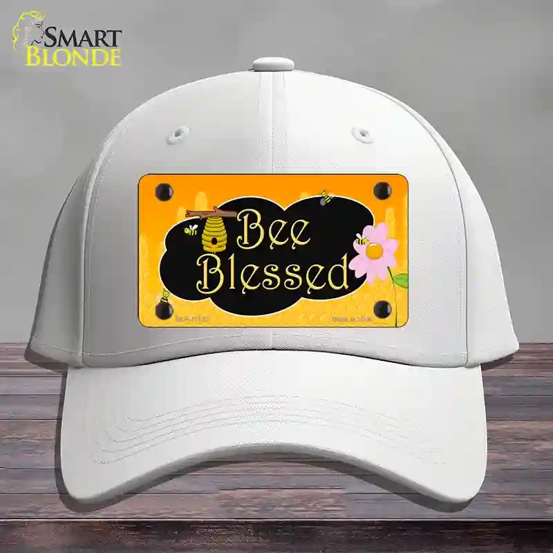 HAT21-MLP-11722 Bee Blessed Honey Hive Novelty License Plate Hat, Cotton - White